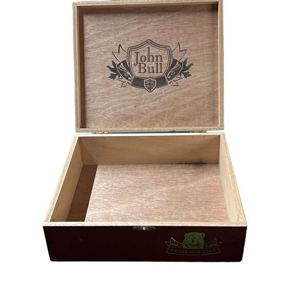 John Bull Brown Hand Made "Sir Winston" Prime Minister Cigar Storage Box 8x9 - Picture 5 of 11